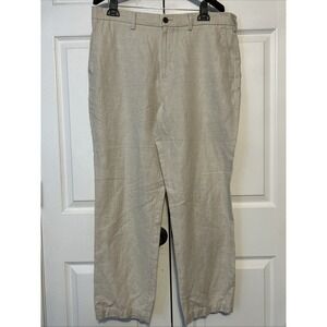 Caribbean‎ Pants Straight Leg Linen Blend Herringbone Casual Island Travel 36x30